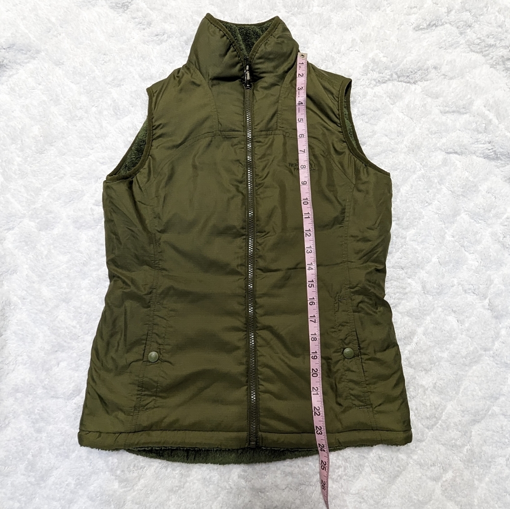 The North Face Mossbud Olive Green Reversible Fleece Lined Women's Vest Sz Small - Picture 8 of 9